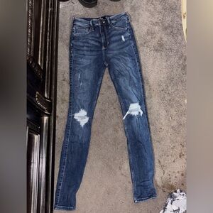 Hollister Dark Blue Distressed Skinny Jeans